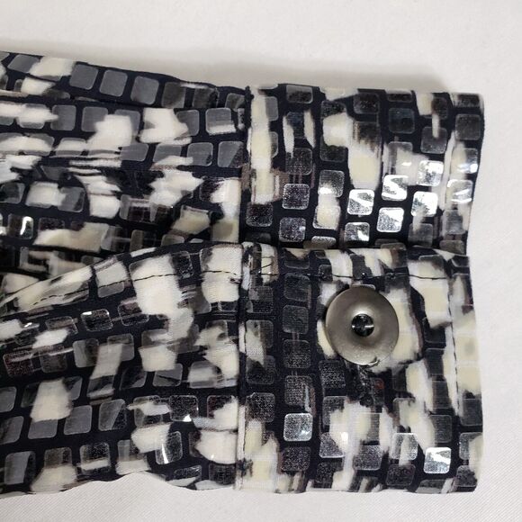 Notations Womens Jacket Medium Black White Button Embellished Pockets Textured - Picture 8 of 11